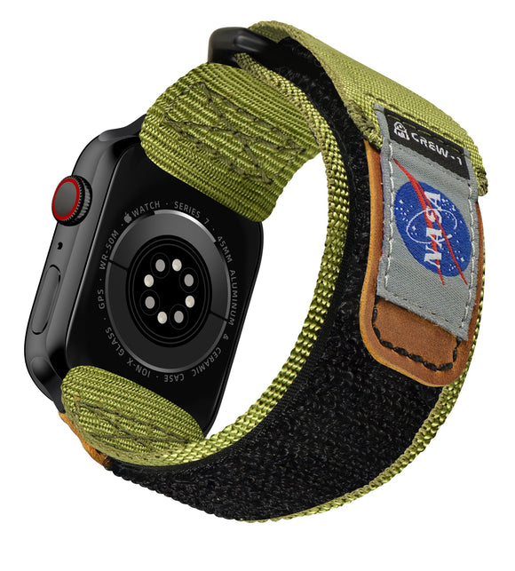 Nylon Sports Leather Band made for Apple Watch Ultra 49mm 45mm 44mm 42mm 41 mm 40 mm 38 mm for Series 9 8 7 6 SE 5 4 3 2 1- NASA Green