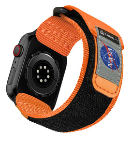 Nylon Sports Leather Band made for Apple Watch Ultra 49mm 45mm 44mm 42mm 41 mm 40 mm 38 mm for Series 9 8 7 6 SE 5 4 3 2 1- NASA Orange