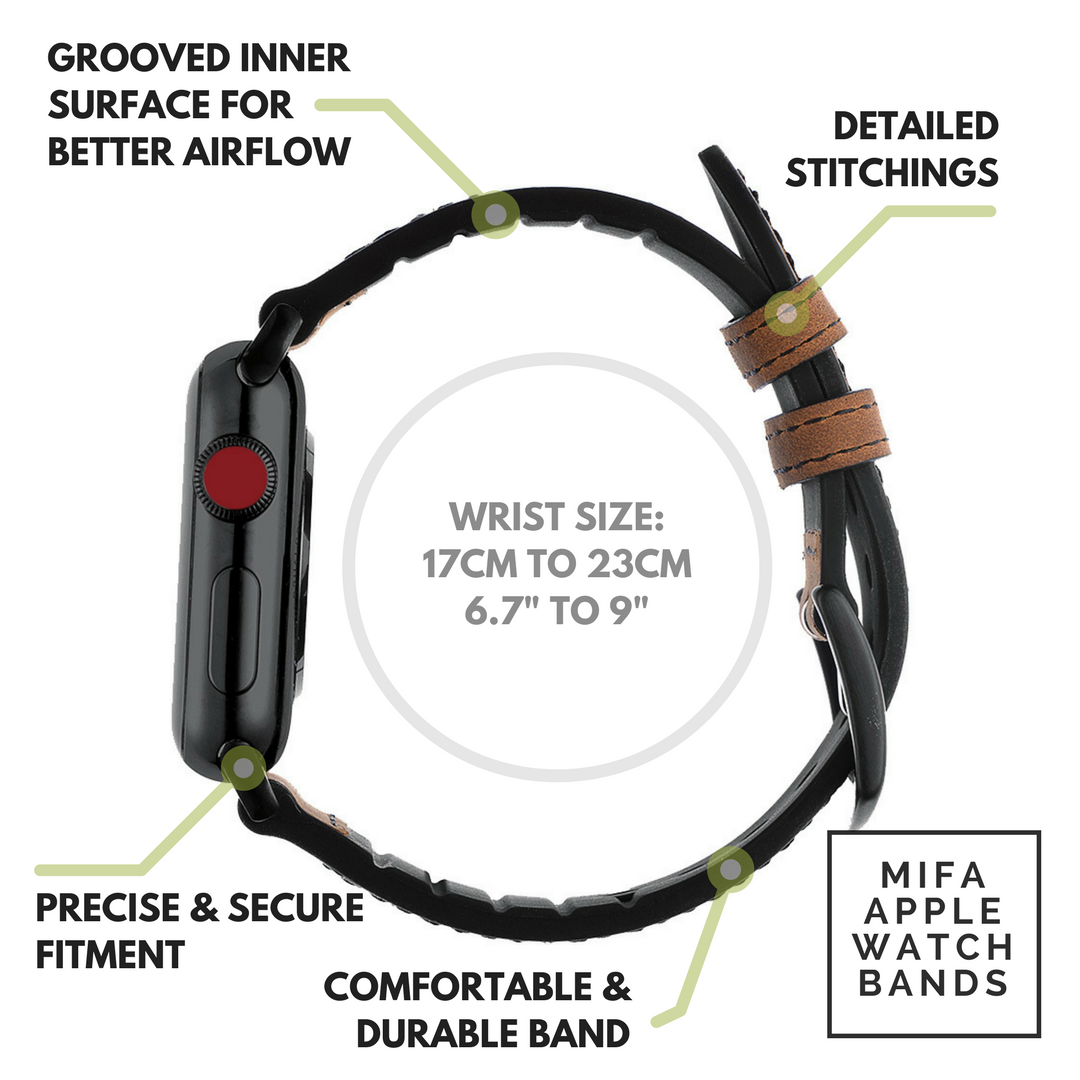 Mifa Leather Band Made for Apple Watch 9 8 7 41mm 6 SE 5 4 40mm 38mm iwatch  Series 1 2 3 Nike Sports Replacement Strap Bands Dressy Classic Buckle