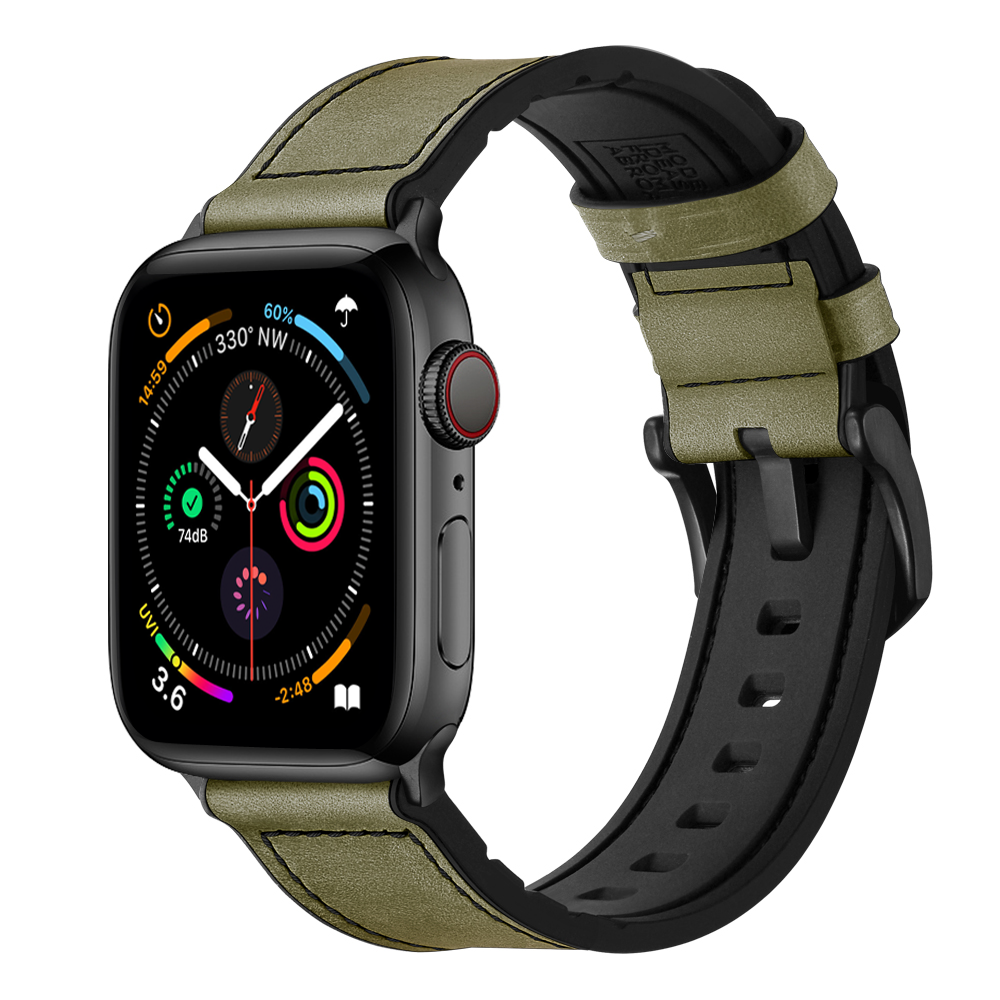 Hybrid Sports Leather band for Apple Watch Military Green