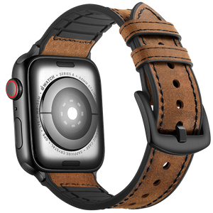 Hybrid Sports Leather band for Apple Watch Series 9 8 7 41mm 40mm 38mm for Series 6 SE 5 4 3 2 1 Brown